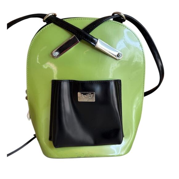 Beijo Classic Patent Leather Statement Backpack Avocado Green Black - Picture 1 of 11